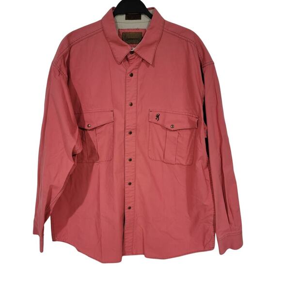 Vtg Browning Super Naturals Red Snap Mens XL Heavy Cotton Hunting Shirt Outdoors - Picture 13 of 14